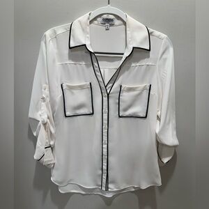 Slim fit portofino shirt 
White with black
Size medium
